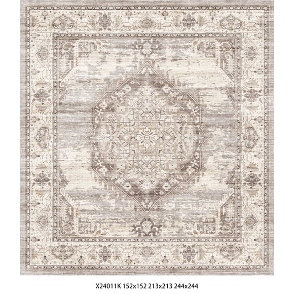 Alfombra YOUFORTONG 152 x 152 cm, lavable, suave y antideslizante, color beige