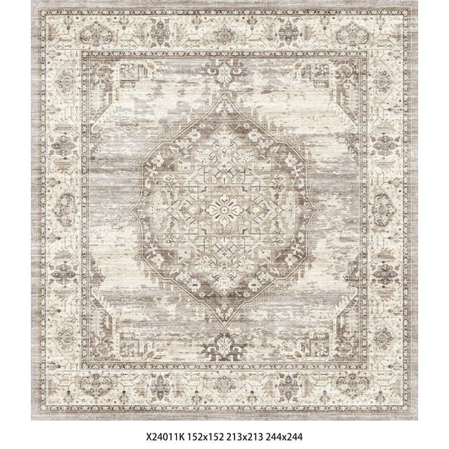 Alfombra YOUFORTONG 152 x 152 cm, lavable, suave y antideslizante, color beige