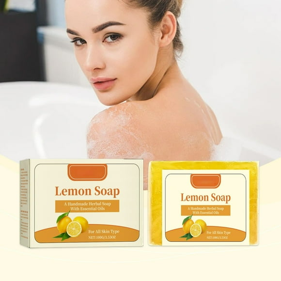 Lemon Vitamin C Soap - Brightening, Oil Control & Hydrating Facial Cleanser Bar for All Skin Types, Handmade Natural Soap