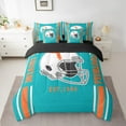 thumbnail image 2 of Erosebridal Rugby City Silhouette Bedding Sets Twin Size,Sports Theme Comforter Sets with Sheets,Miami Bed in a Bag Twin Size For Teens,Ultra Soft Bedroom Decor Reversible,7-Piece, 2 of 7