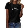 thumbnail image 2 of ALLLIST Crew Neck Womens Tops Black Holiday T-Shirts Trendy Electrocardiogram Short Sleeve Shirts Tops for Ladies, 2 of 4