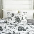 thumbnail image 6 of Chezmoi Collection Evans 3-Piece Southwestern Cabin Lodge Comforter Set, White Black Gray Grizzly Bear Wolves Moose Pine Tree Mountain Printed Microfiber Bedding, Queen, 6 of 7