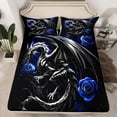 thumbnail image 2 of Castle Fairy Teenagers Gothic Dragon Bed Sheets,Abstract Blue Rose King Sheets, 2 of 7