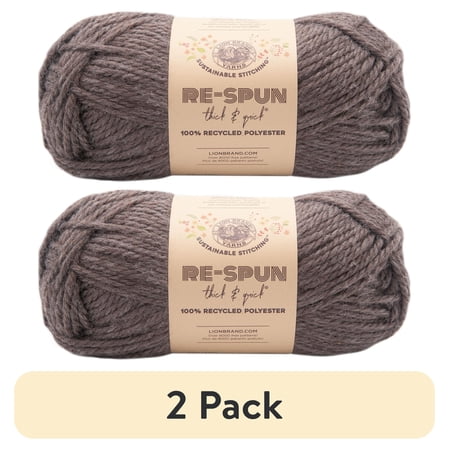 (2 pack) Lion Brand Yarn Re-Spun T&Q Espresso 843-126P Recycled Super Bulky 223yd 12oz Yarn