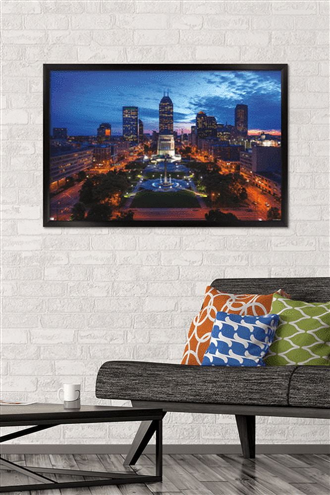 Cityscapes - Indianapolis, Indiana Wall Poster, 22.375" x 34", Framed