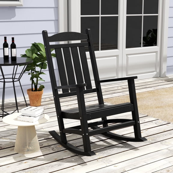 WestinTrends Malibu Outdoor Patio HDPE Classic Rocking Chair - Porch Rocker, Weather-Resistant, Black