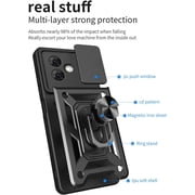 for Motorola G54 5G Case with Slide Camera Cover for Men, Military Grade Drop Phone Cover Case with Rotate Ring Kickstand for Moto G54 5G SJ Black