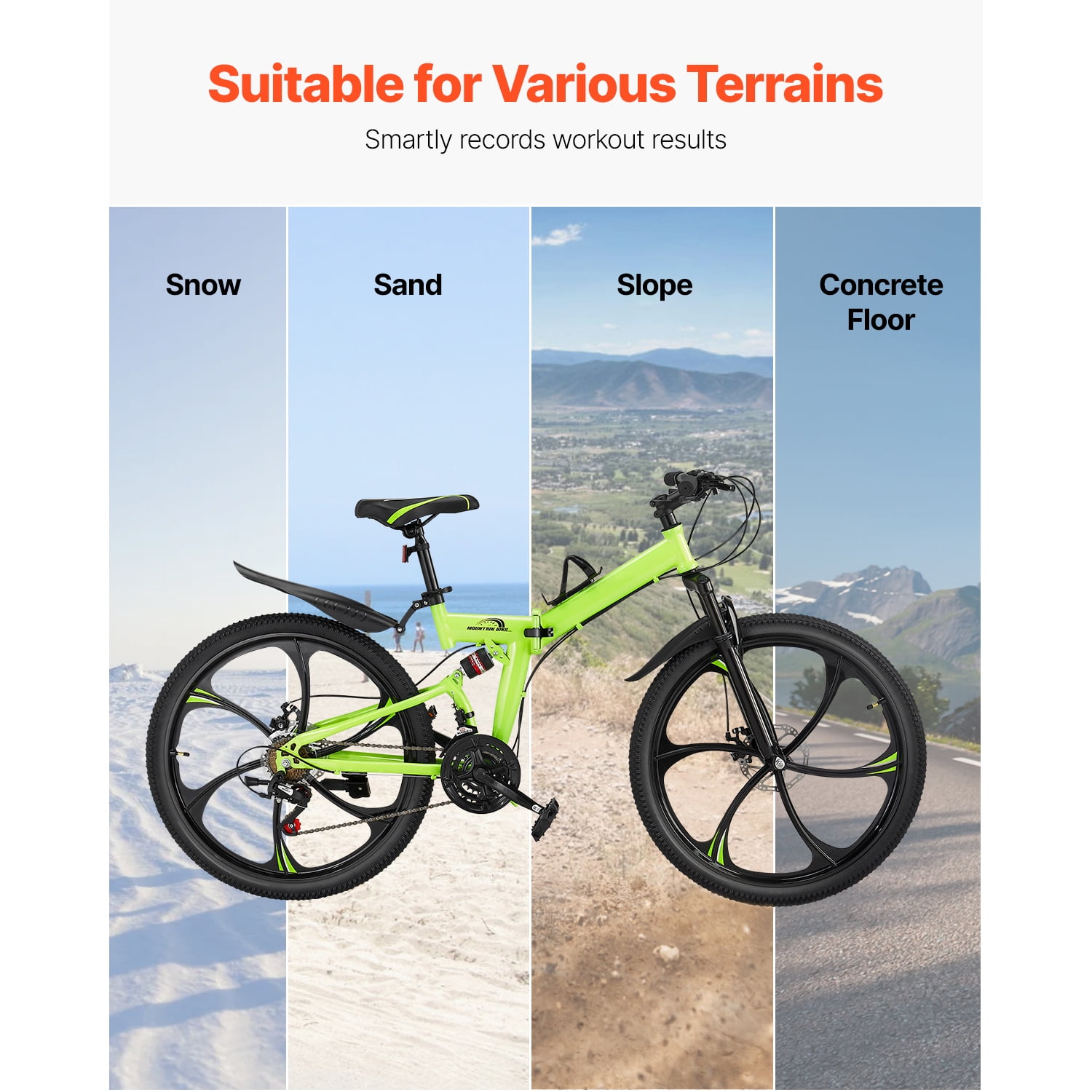 KFFKFF 26-inch Collapsible Mountain Cycle, MTB Bike featuring Comprehensive Shock Absorption, 21-gear Transmission, Cushioned Seat, Disk Braking System, Robust Carbon Steel Body