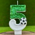 Soccer Football Birthday Candles Soccer Number Candle For Cake Decoration 3D Green Glitter