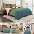 thumbnail image 6 of Full Quilt Set 78''x90'', Burnt Orange Teal Ombre Lightweight Bedspread Coverlet Set with 2 Pillow Shams, Modern Abstract Art Breathable All Season Quilt Bedding for Bedroom/Guest Room, 6 of 9