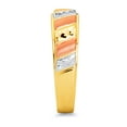 thumbnail image 3 of Wellingsale Mens Solid 14k 3 Tri Color White Yellow and Rose / Pink Gold Polished CZ Cubic Zirconia Wedding Ring Band - Size 10.5, 3 of 5