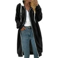 thumbnail image 2 of Idoravan Winter Coats for Women Plus Size Fashion Women's Zipper V-Neck Pullover Tops Long Sleeve Hooded Blouse Coat Black M, 2 of 5