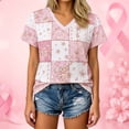 thumbnail image 2 of Cancer Shirt Women Cancer Awareness Pink Ribbon T-Shirt Cancer Survivor V-Neck Tops, 2 of 3