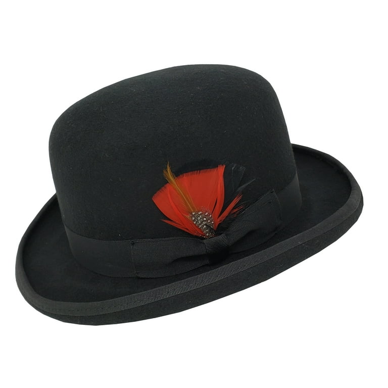 Feather Bowler Cap, Wool Bowler Cap, Feather Hat, Wool Hat