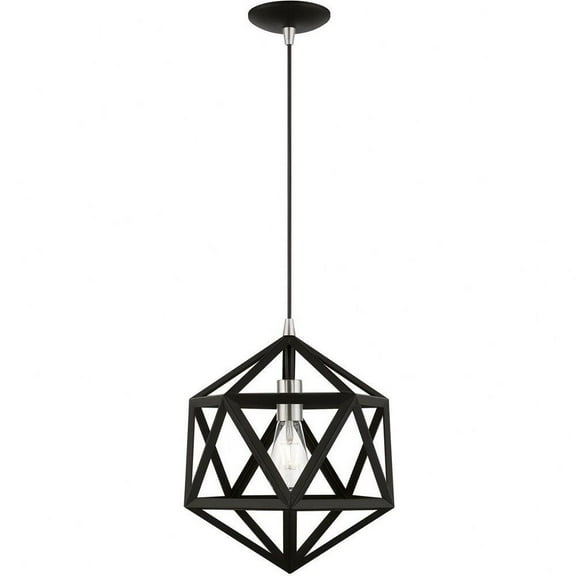 1 Light Pendant in Geometric Style-20.75 inches Tall and 13 inches Wide-Black/Brushed Nickel Finish Bailey Street Home 218-Bel-4828757