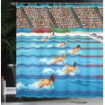 thumbnail image 4 of Ambesonne Cartoon Shower Curtain, Olympics Swimming Race, 69"Wx70"L, Blue Beige Red, 4 of 5