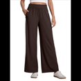 thumbnail image 2 of Pantalones Deportivos Casuales, Cómodos, de Cintura Alta y Pierna para Mujer, con Bolsillos y Sueltos. Marrón Oscuro S, 2 of 6