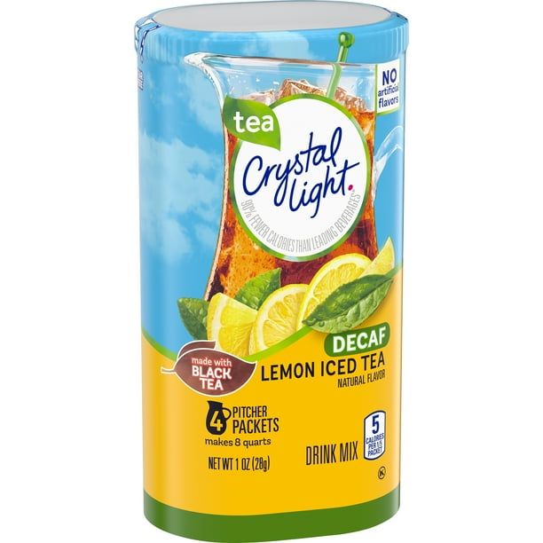 Crystal Light Decaf Lemon Iced Tea Powdered Drink Mix, 1.0 oz Can