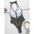 thumbnail image 4 of Leopard Halter Neck Ring Detail One-Piece Swimsuit, 4 of 5