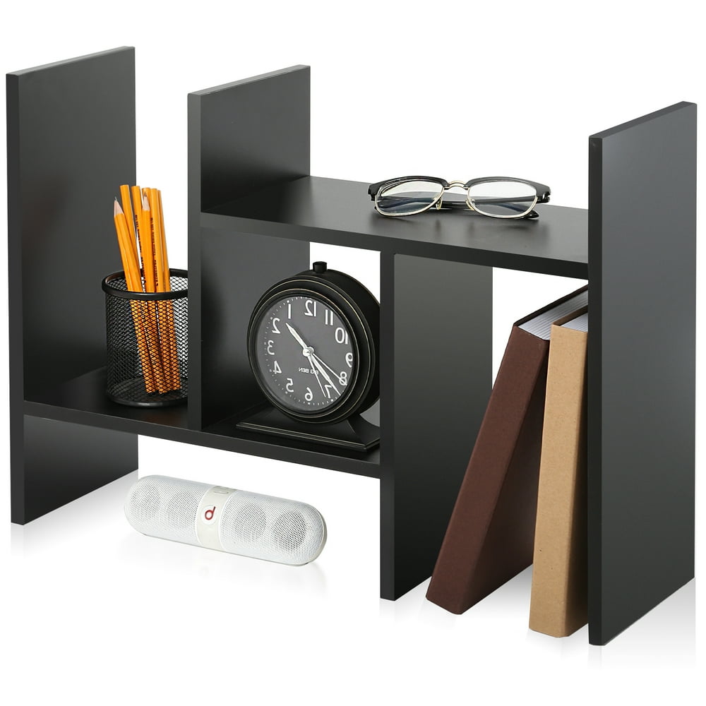 FITUEYES Desktop Organizer Office Storage Rack Adjustable Wood Display