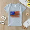thumbnail image 4 of LNMQLPDBS Toddler Summer Shirts Independents' Day USA Flag Tees Short Sleeve Crewneck Basic Layering Tops Baby Boy's Clothing Downtown Girl Clothes for All Holidays Grey 1 Years, 4 of 5