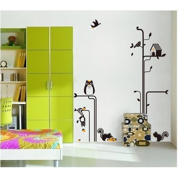 Owl Squirrel Tree Butterfly Wall Stickers Wall Decal for Living Room TV Background Wall Art Decors Decoration Window Thanksgiving Christmas