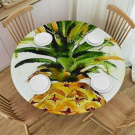 

Palnkart Pineapple Round Tablecloth Stain-Resistant Washable Indoor Outdoor Restaurants Weddings Parties Picnic Dining Kitchen Farmhouse Outdoor Fitted 38 -42