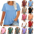 thumbnail image 5 of FAIWAD Plus Size Summer T Shirt for Women Short Sleeve Crew Neck Tee Tops Casual Loose Solid Color Basic Clothes, 5 of 5