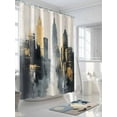 thumbnail image 3 of Fsddascl Abstract City Shower Curtain Set - 66" x 72" Washable Bathtub Curtain with 12 Hooks, Retro Chic Abstract Building Oil Painting Waterproof Fabric Stall Shower Curtains for Bathroom/Bathtub, 3 of 6