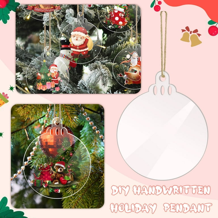 DIY Sublimation Ornament Blanks with LED Light Clear Round Acrylic Pendant
