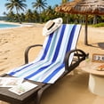 thumbnail image 3 of Smuge 4 Pack Cabana Stripe Beach Towels Set, 60x30 inches Microfiber Lightweight Outdoor Large Swim Towel for Adults (Navy Green), 3 of 11