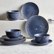 Better Homes & Gardens Ellie Blue Stoneware 12-Piece Dinnerware Set