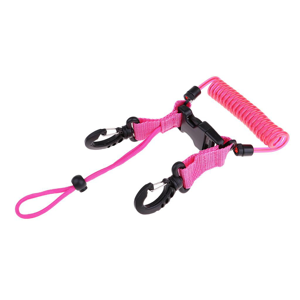D DOLITY 120cm/47in Underwater Climbing Diving Quick Release Buckle Spring Coil Lanyard Strap Black Pink Blue 