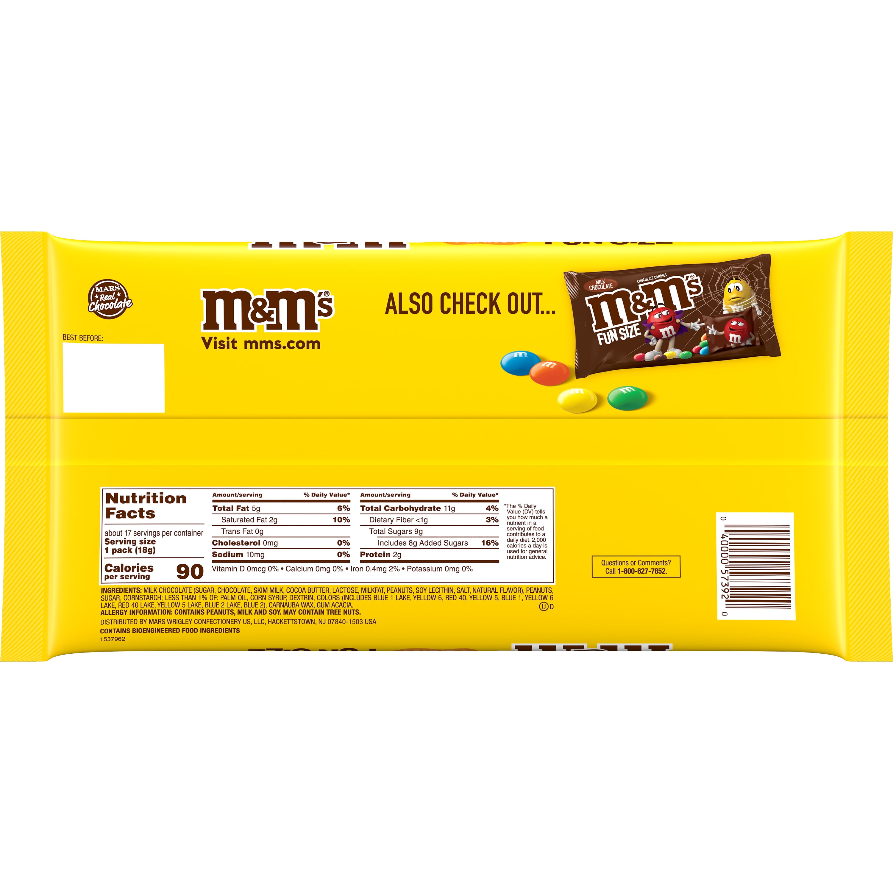 M&M'S Halloween Glow In The Dark Peanut Chocolate Candy Fun Size 17-Ounce  Bag, Chocolate