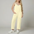 thumbnail image 2 of eczipvz Girls Casual Jumpsuits Spaghetti Strap Sleeveless Loose Romper Long Pants with Pockets Kids Clothes 7 Year Old Girl Clothes Beige|11-12 Years, 2 of 7