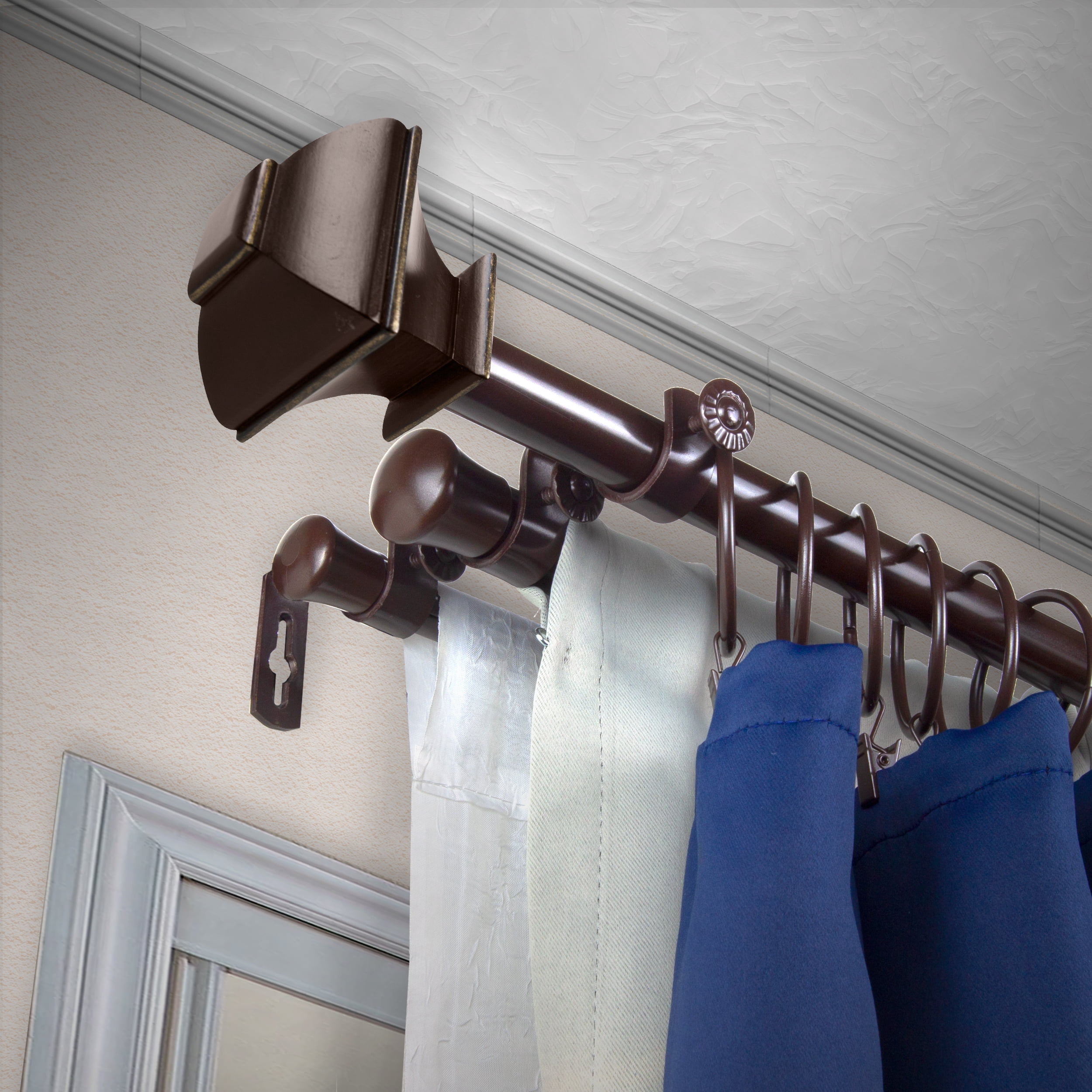 Vicky 13/16 inch Triple Curtain Rod 48-84" - Cocoa