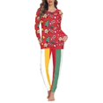 thumbnail image 1 of Pijamas con temática navideña para mujer, conjunto de dos piezas de manga larga, ropa de dormir informal y acogedora para el hogar, envío directo, 1 of 3