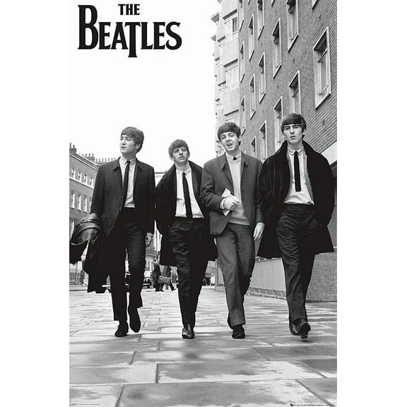 BUY ART FOR LESS Officially Licensed Beatles Walking Street Black & White 24 x 36 Inch Art Poster - Decorative Print - Poster Paper - Ready to Frame