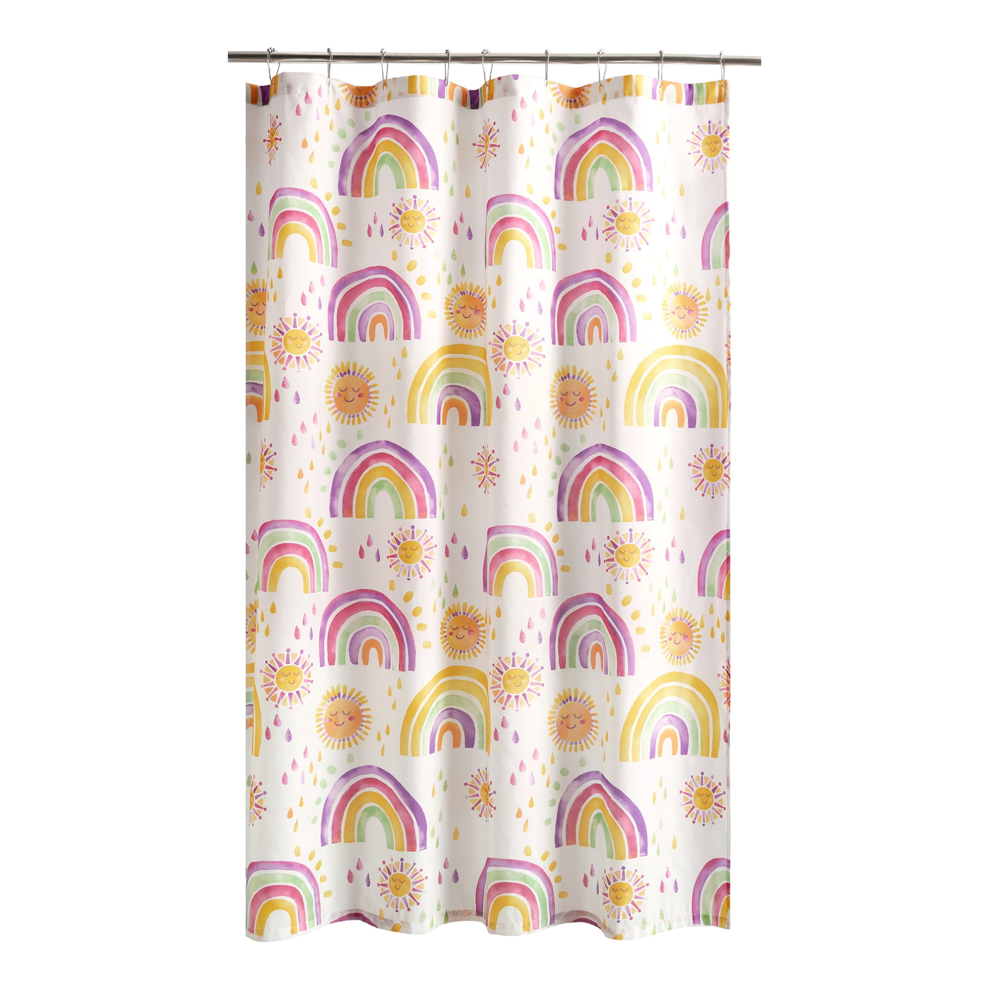 Urban Playground Rainbow and Suns Pink Shower Curtain, 72"X72"