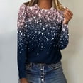 thumbnail image 1 of Jsaierl Hauts à Manches Longues pour Femmes Automne Col Rond T-Shirts Mode Paillettes Graphique Chandail Ample Décontracté Sortie Blouses 2024 Hauts de Fête Brillants, 1 of 4