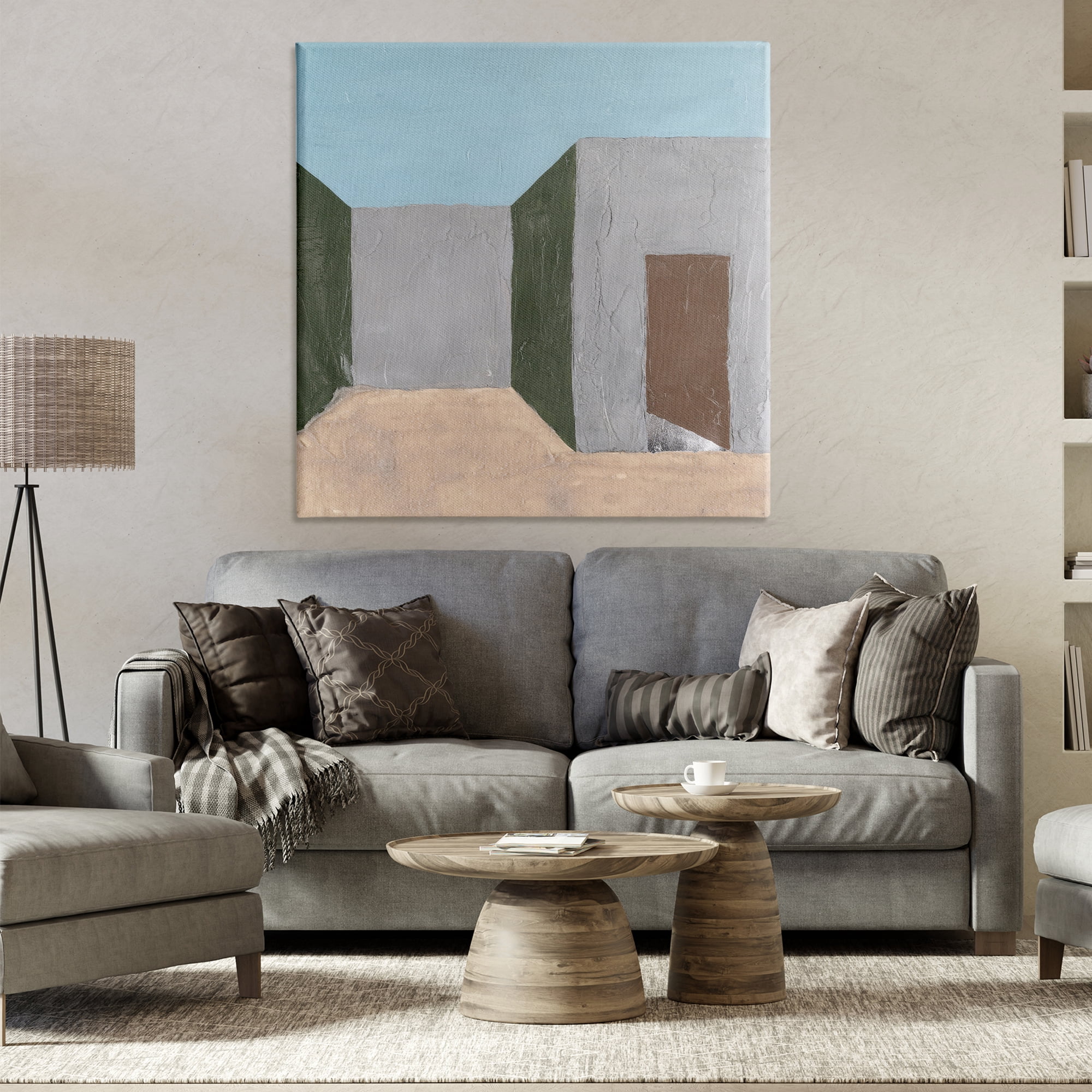 Stupell Industries Grey Rustic Building Buildings & Architecture Painting Wrapped Canvas Art Print Wall Art, 36 x 36