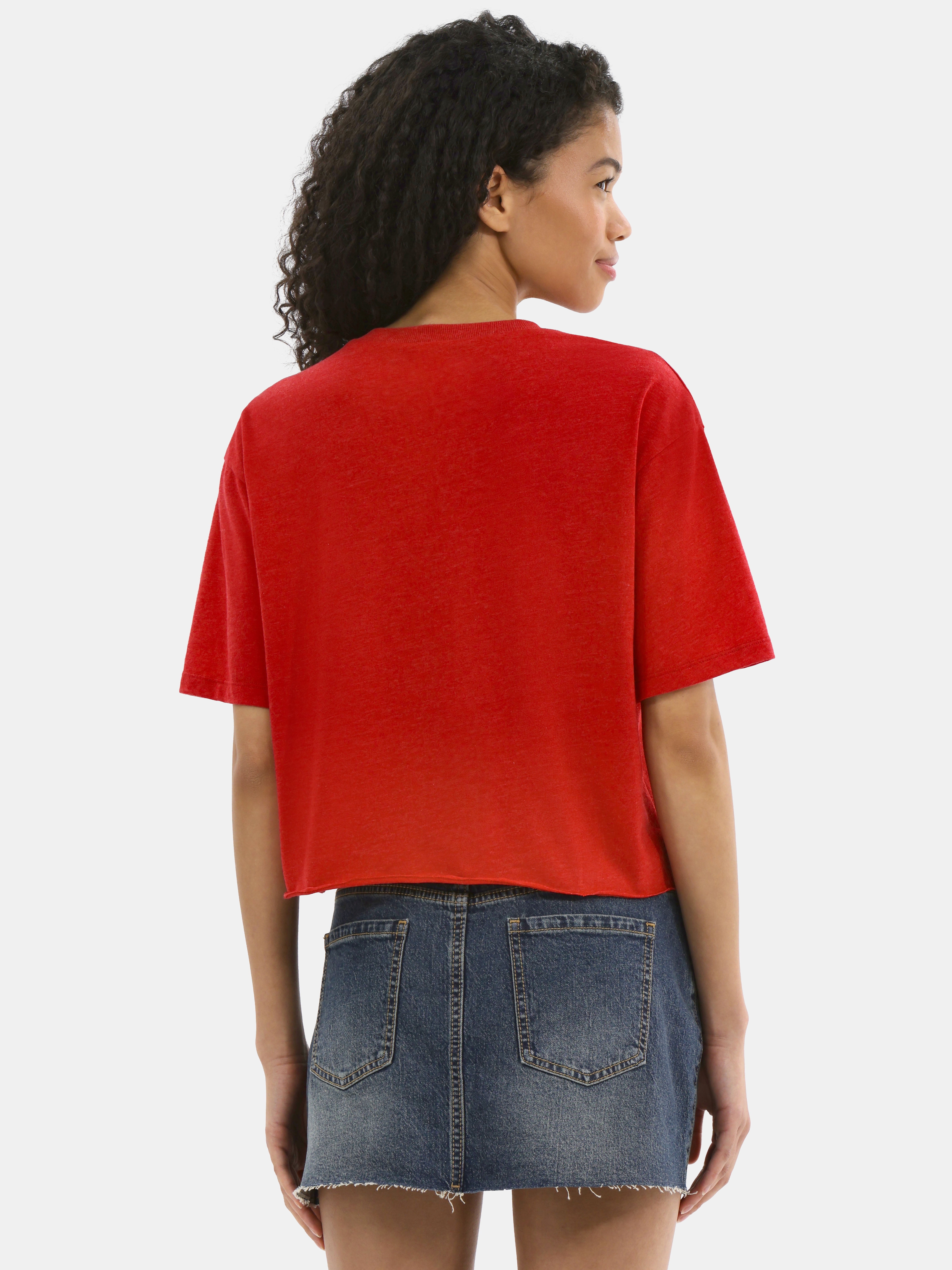 No Boundaries Boxy Cropped Graphic Tee with Short Sleeves, Women's