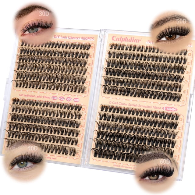 Eyelash Clusters Calphdiar Wispy Lash Lash 30 D+40 D+50 D+60 D 480 unidades