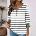 thumbnail image 4 of ShiShine Women's Striped Tunic Top Casual Button Down T Shirts Round Neck 3/4 Length Sleeve Fashion Outfits, 4 of 7
