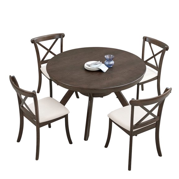 Brown Dining Set from Malaysia / High-Quality Solid Wood