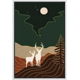 thumbnail image 3 of PixonSign Framed Wall Art Print Set Two Deer in The Golden Night Forest Animals Wilderness Illustrations Modern Art Farmhouse/Country Colorful Dark for Living Room, Bedroom, Office - 24"x36" White, 3 of 5