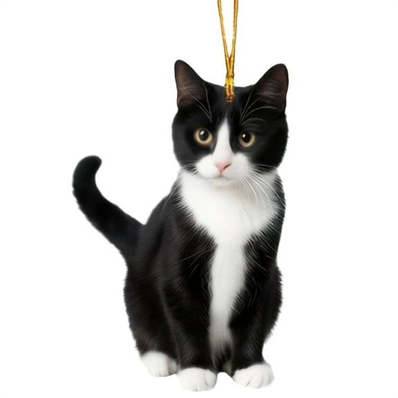 Cat Christmas Ornaments 2025,Funny Ornament for Christmas Tree,2D Acrylic Cute Unique Ornaments Decor Cat Lover Gifts for Women Cute Acrylic Cat Ornament for Christmas Tree Black And White Cats Decor