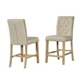 thumbnail image 5 of Upholstered Beige Linen Fabric Counterheight Chairs (Set of 2), 5 of 5