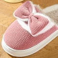 thumbnail image 4 of Winter Slippers for Women Thermal Comfy Slippers with Bowknot Non-Slip Home Footwear Solid Color Flat-soled Shoes Winter Autumn Warm Shoes Casual Slippers, 4 of 9