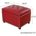 thumbnail image 3 of Joveco Leather Storage Ottoman, 24" Rectangle Square  Foot Rest Stool for Bedroom Living Room, Red, 3 of 8